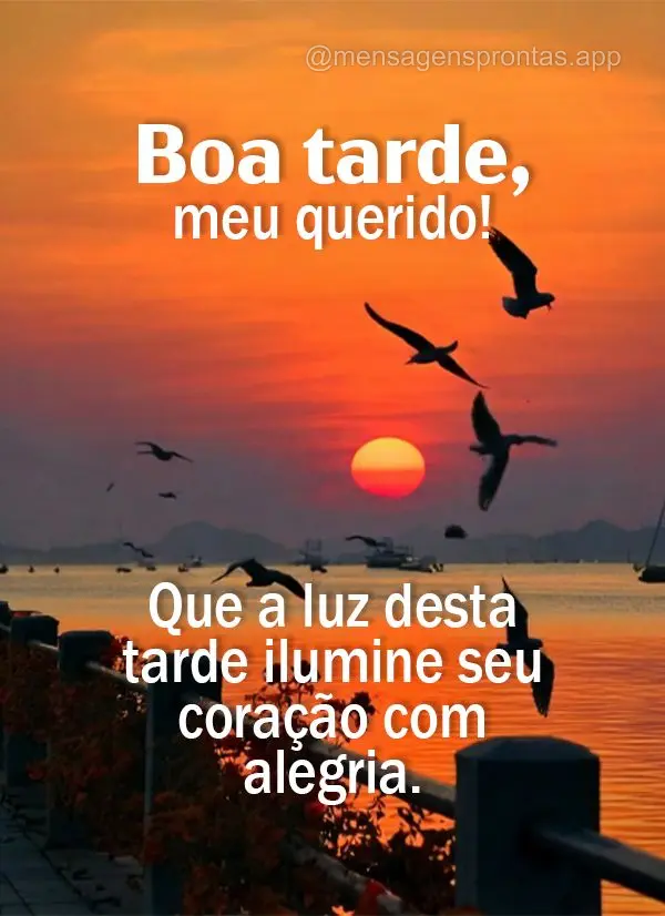 Que a luz desta tarde ilumine seu coração com alegria. Boa tarde, meu querido!
