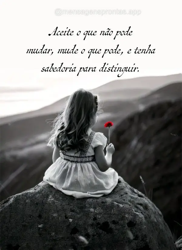 Aceite o que não pode mudar, mude o que pode, e tenha sabedoria para distinguir.