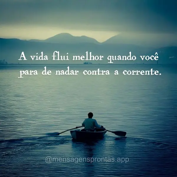 A vida flui melhor quando você para de nadar contra a corrente.