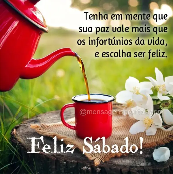 Tenha em mente que sua paz vale mais que os infortúnios da vida, e escolha ser feliz.  Feliz Sábado!