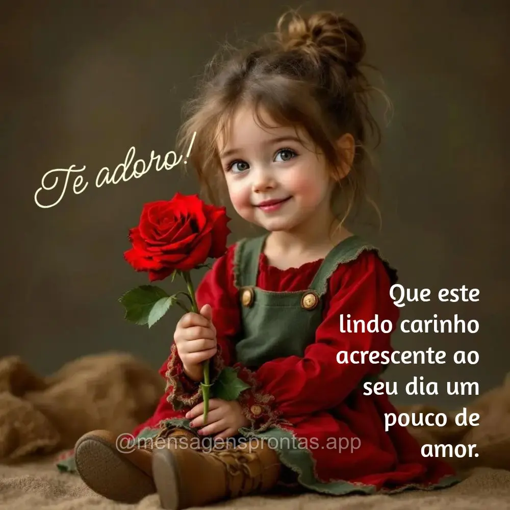 Que este 
lindo carinho acrescente ao seu dia um 
pouco de amor.  Te adoro!