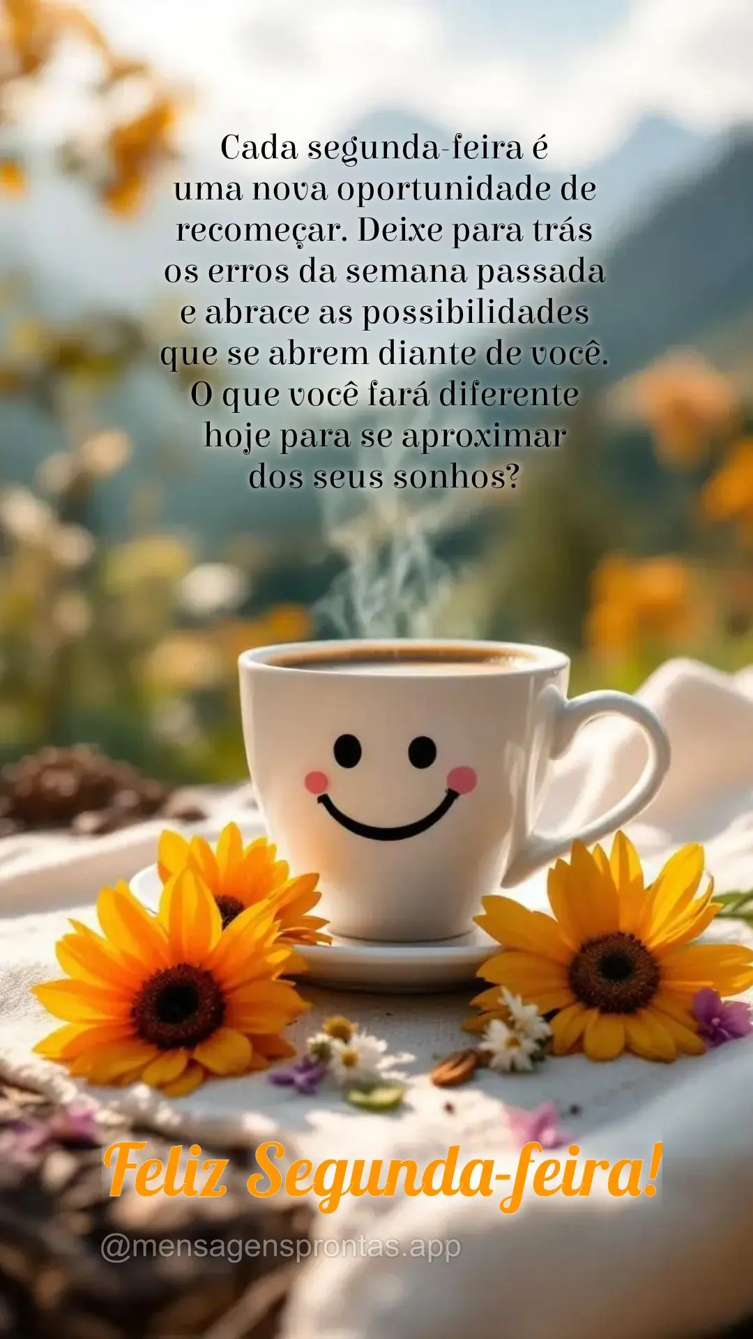Cada segunda-feira é 
uma nova oportunidade de recomeçar. Deixe para trás os erros da semana passada e abrace as possibilidades que se abrem diante d...