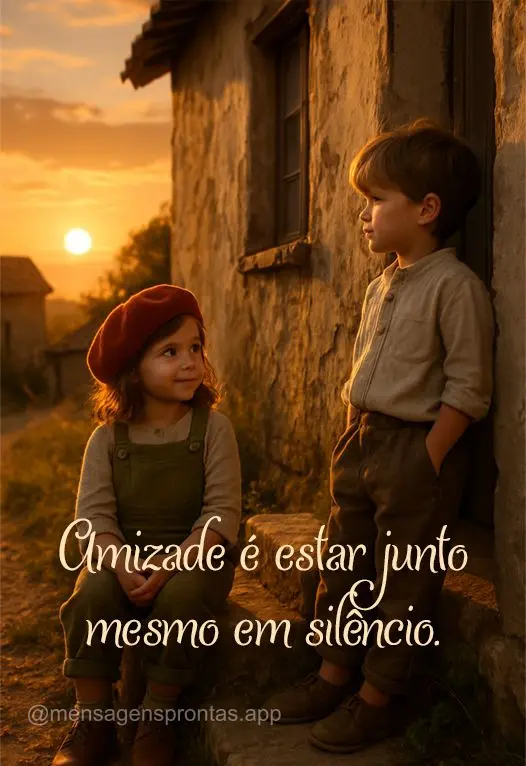 Amizade é estar junto mesmo em silêncio.