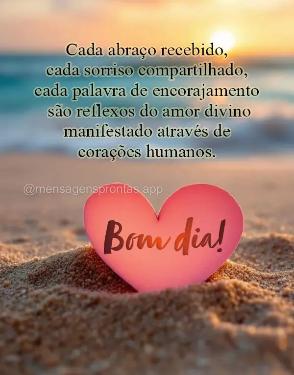 Cada abraço recebido, cada sorriso compartilhado, cada palavra de encorajamento são reflexos do amor divino manifestado através de corações humanos....