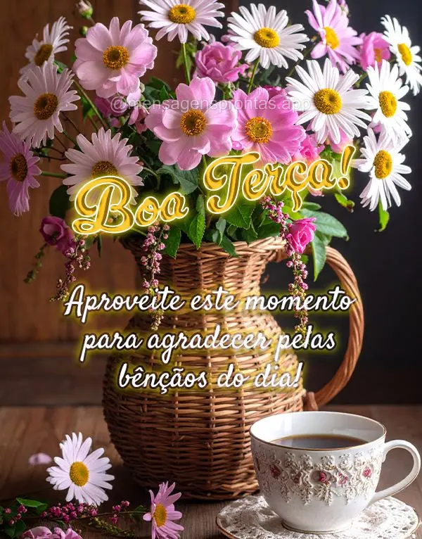 Aproveite este momento para agradecer pelas bênçãos do dia! Boa Terça!