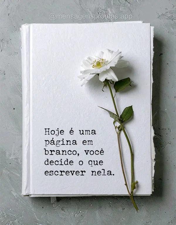 Hoje é uma página em branco, você decide o que escrever nela.