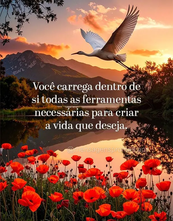 Você carrega dentro de si todas as ferramentas necessárias para criar a vida que deseja.