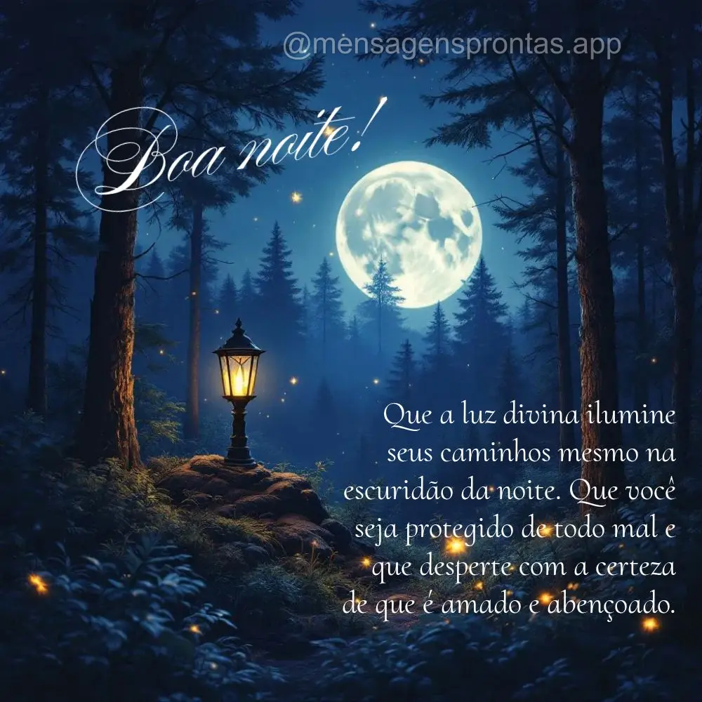 Que a luz divina ilumine seus caminhos mesmo na escuridão da noite. Que você seja protegido de todo mal e que desperte com a certeza de que é amado e ...