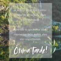 A vida é uma montanha-russa de emoções, com altos e baixos.

Aprenda a aproveitar cada momento, pois todos eles são importantes. Ótima Tarde!