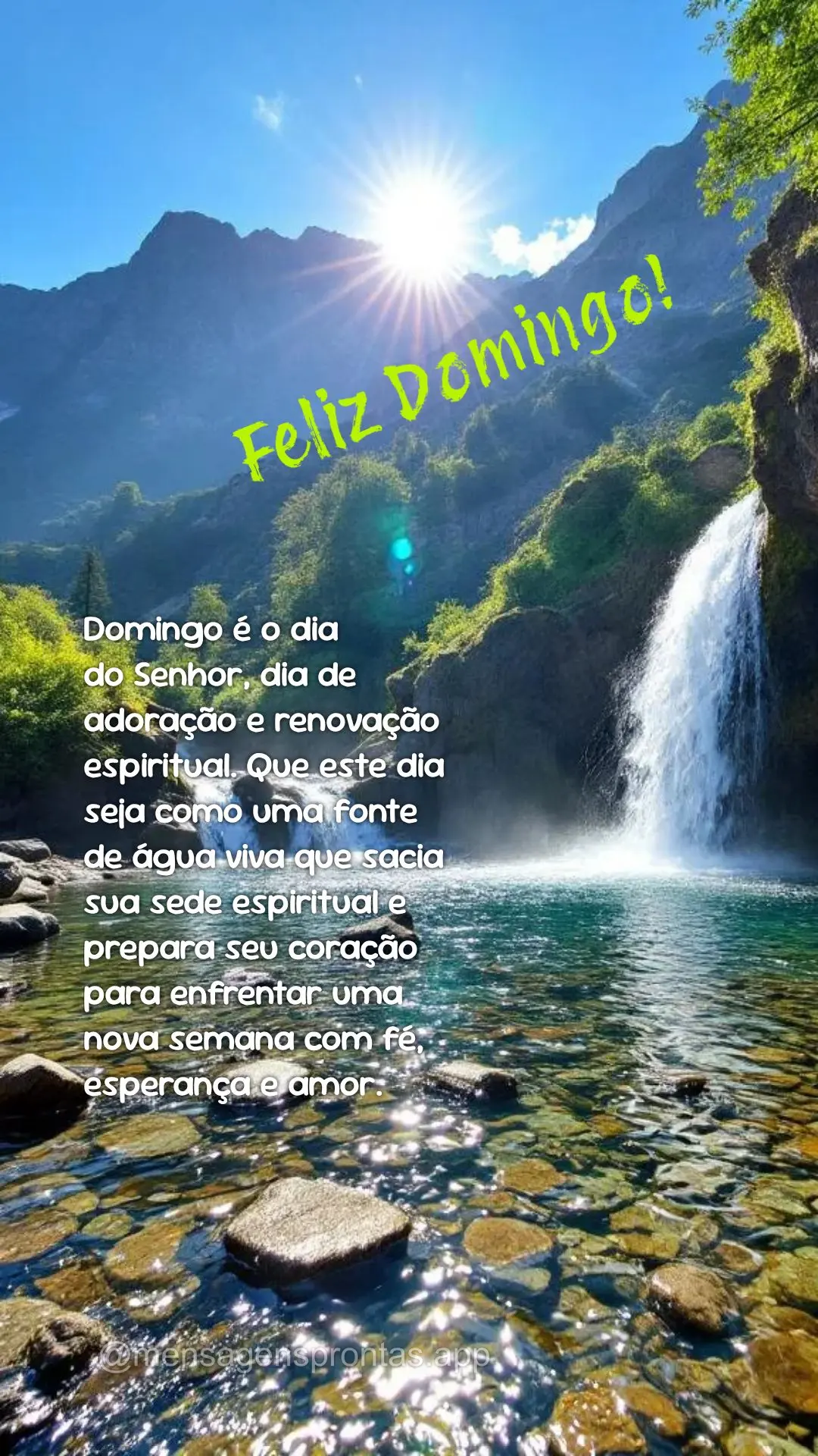 Domingo é o dia 
do Senhor, dia de adoração e renovação espiritual. Que este dia seja como uma fonte de água viva que sacia sua sede espiritual e ...