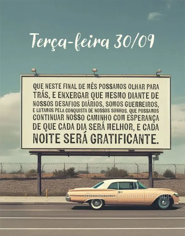 Que neste final de mês possamos olhar para trás, e enxergar que mesmo diante de nossos desafios diários, somos guerreiros, e lutamos pela conquista de...