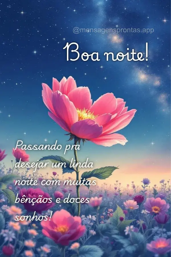Passando pra desejar um linda noite com muitas bênçãos e doces sonhos! Boa noite!