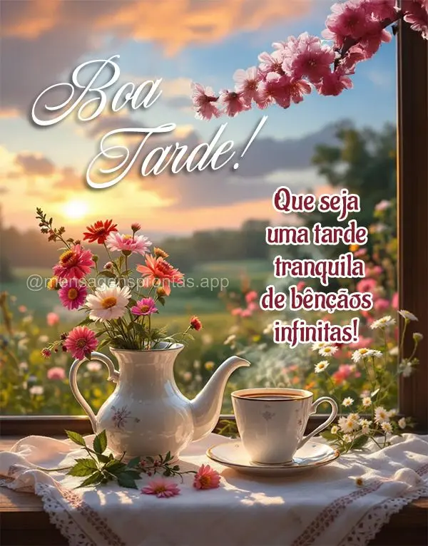 Que seja uma tarde tranquila de bênçãos infinitas! Boa tarde!