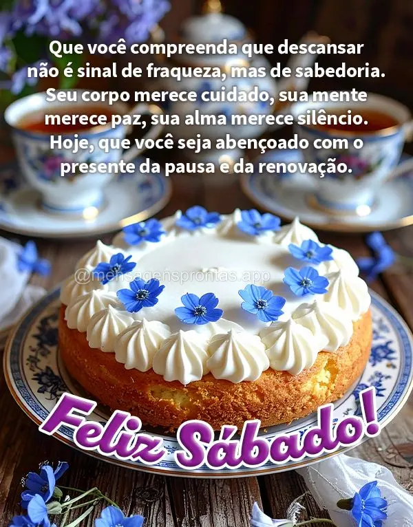 Permita-se parar. Que você compreenda que descansar não é sinal de fraqueza, mas de sabedoria. Seu corpo merece cuidado, sua mente merece paz, sua alm...