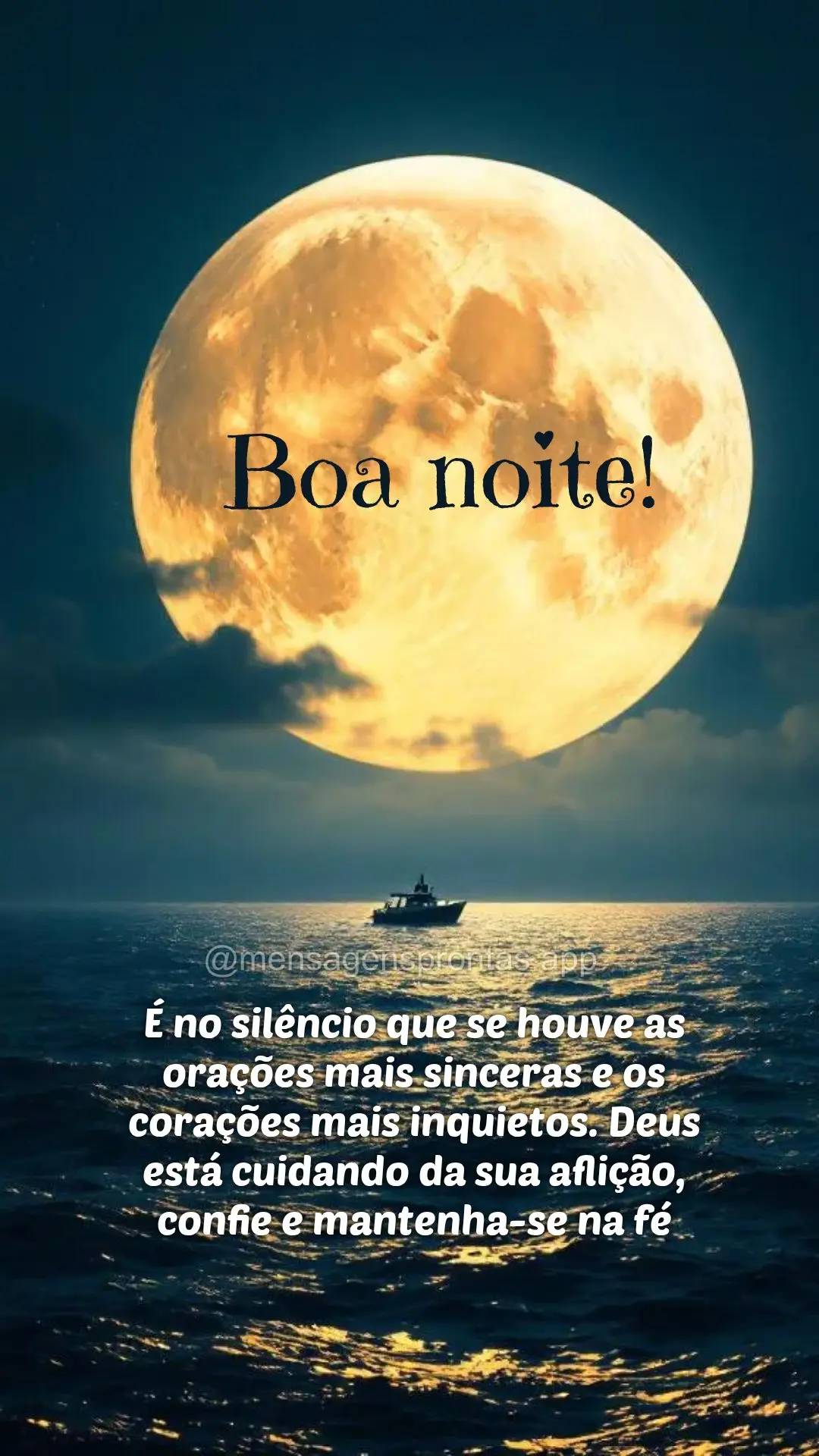 É no silêncio que se houve as orações mais sinceras e os corações mais inquietos. Deus está cuidando da sua aflição, confie e mantenha-se na fé...