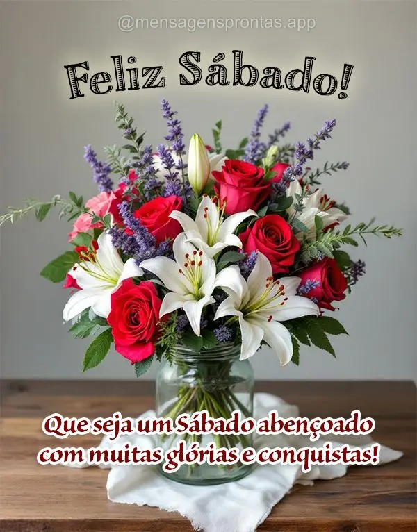 Que seja um Sábado abençoado com muitas glórias e conquistas! Feliz Sábado!