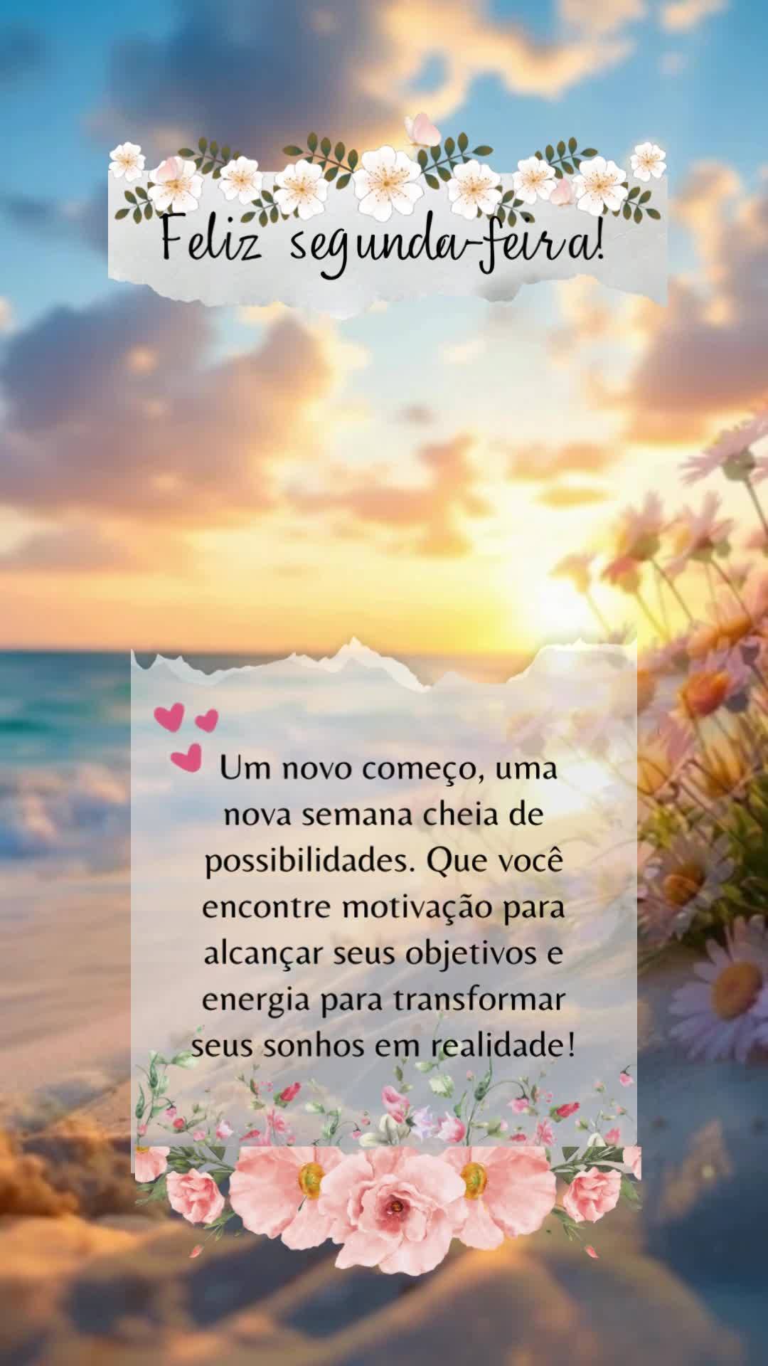 Um novo começo, uma nova semana cheia de possibilidades. Que você encontre motivação para alcançar seus objetivos e energia para transformar seus so...