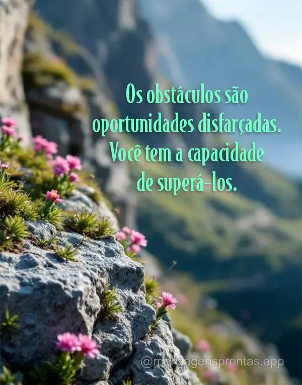 Os obstáculos são oportunidades disfarçadas. Você tem a capacidade de superá-los.