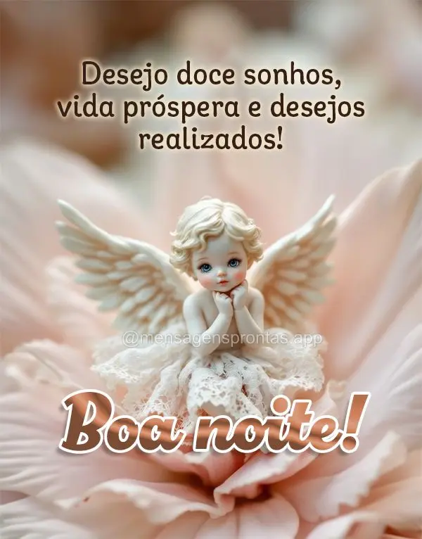 Desejo doce sonhos, vida próspera e desejos realizados! Boa noite!