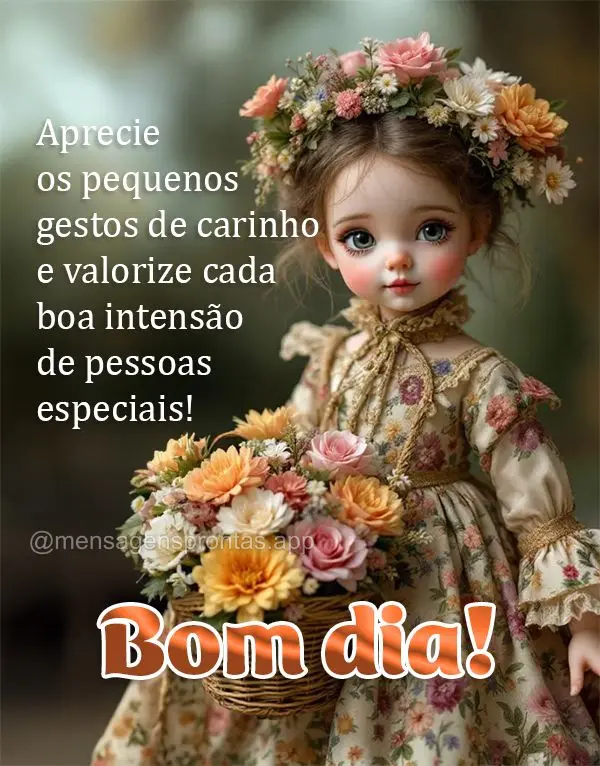 Aprecie os pequenos gestos de carinho 
e valorize cada boa intensão de pessoas 
especiais! Bom dia!