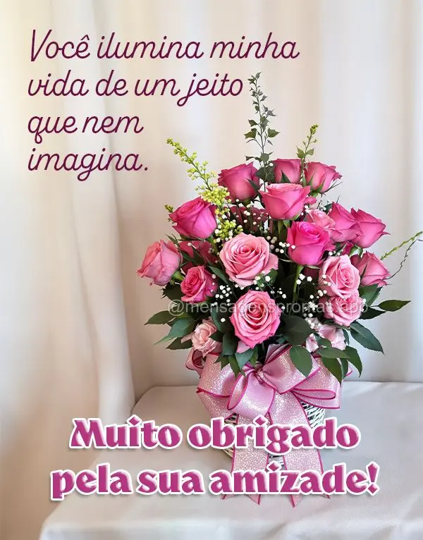 Você ilumina minha vida de um jeito que nem imagina. Muito obrigado pela sua amizade!
