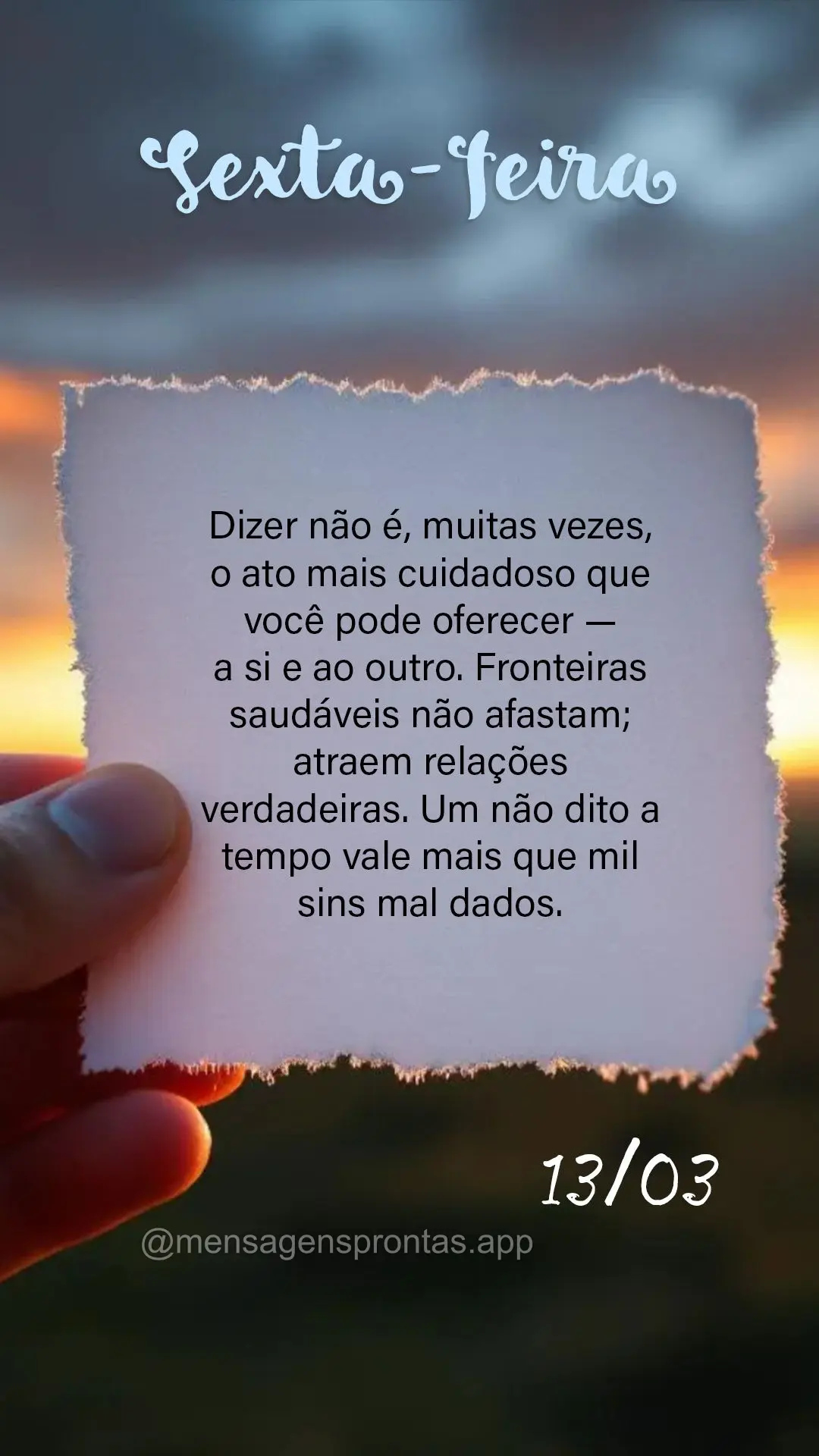 Dizer não é, muitas vezes, o ato mais cuidadoso que você pode oferecer — a si e ao outro. Fronteiras saudáveis não afastam; atraem relações verd...