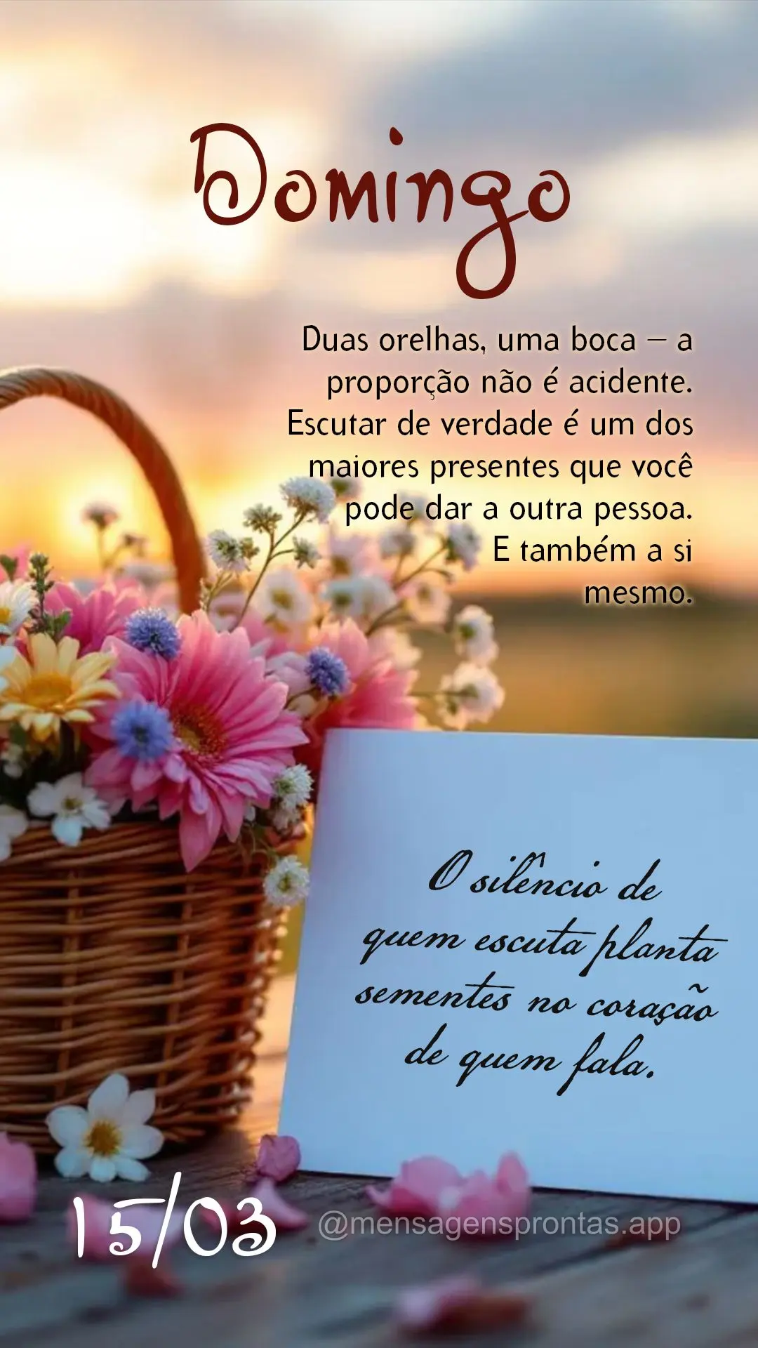 Duas orelhas, uma boca — a proporção não é acidente. Escutar de verdade é um dos maiores presentes que você pode dar a outra pessoa. E também a ...