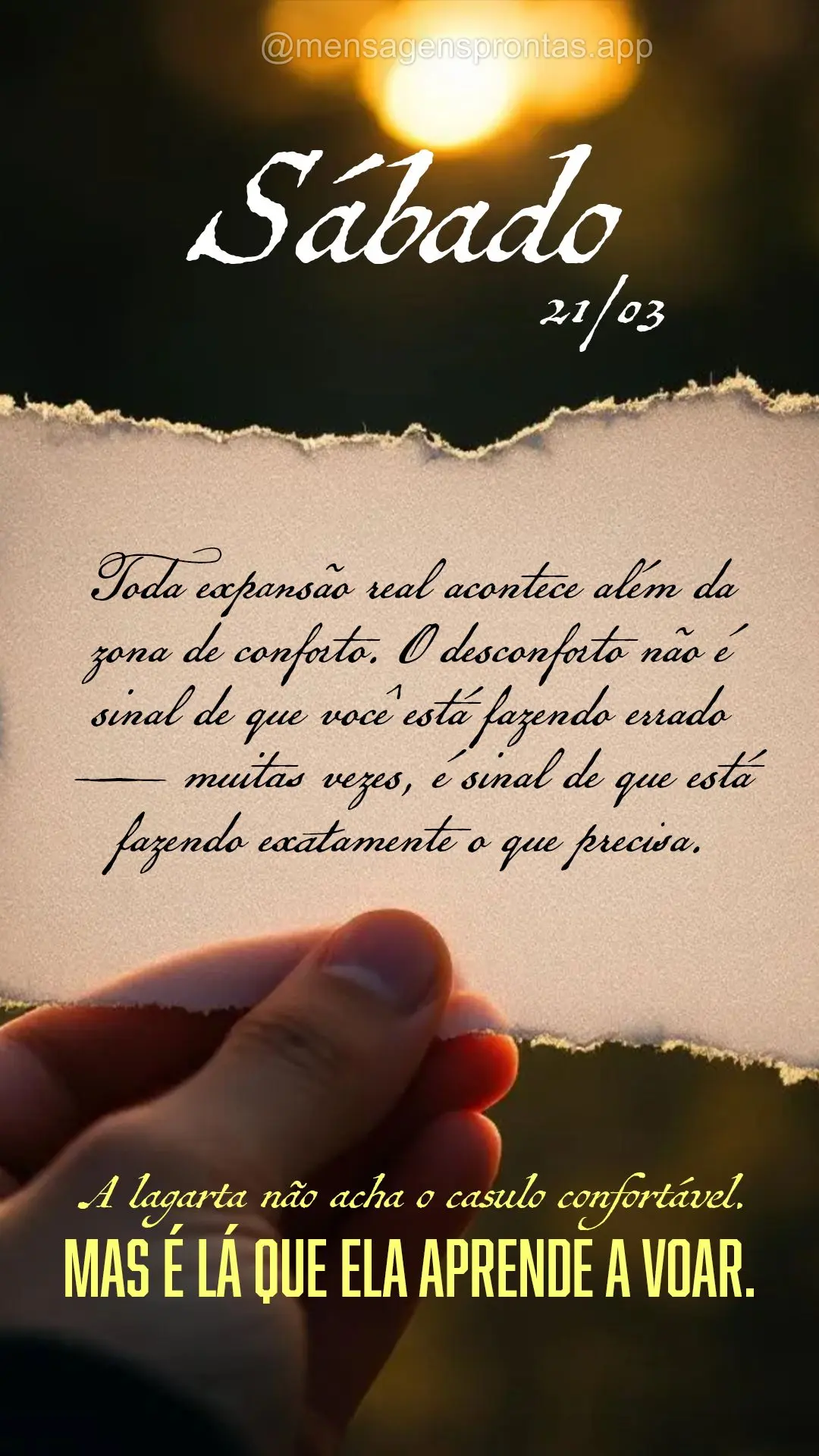 Toda expansão real acontece além da zona de conforto. O desconforto não é sinal de que você está fazendo errado — muitas vezes, é sinal de que e...