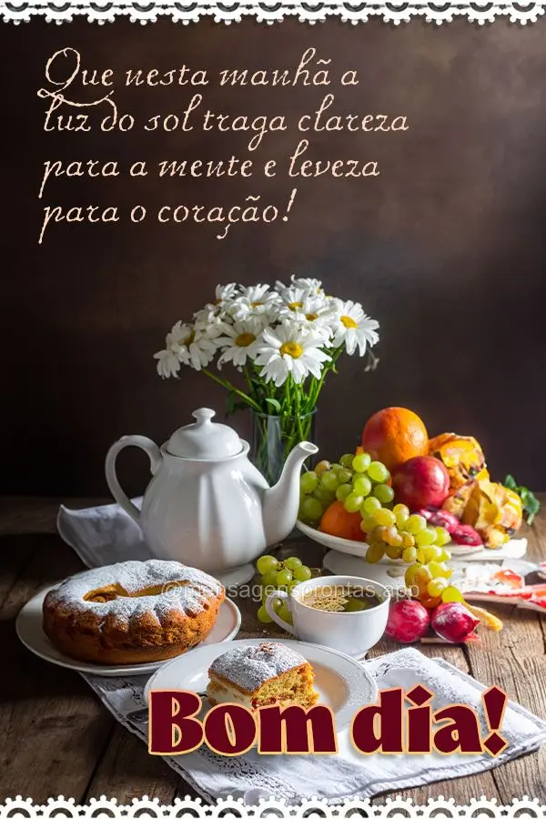 Que nesta manhã a luz do sol traga clareza para a mente e leveza para o coração! Bom dia!