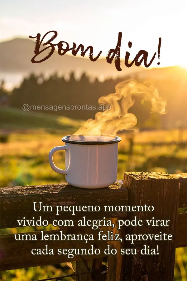 Um pequeno momento vivido com alegria, pode virar uma lembrança feliz, aproveite cada segundo do seu dia! Bom dia!