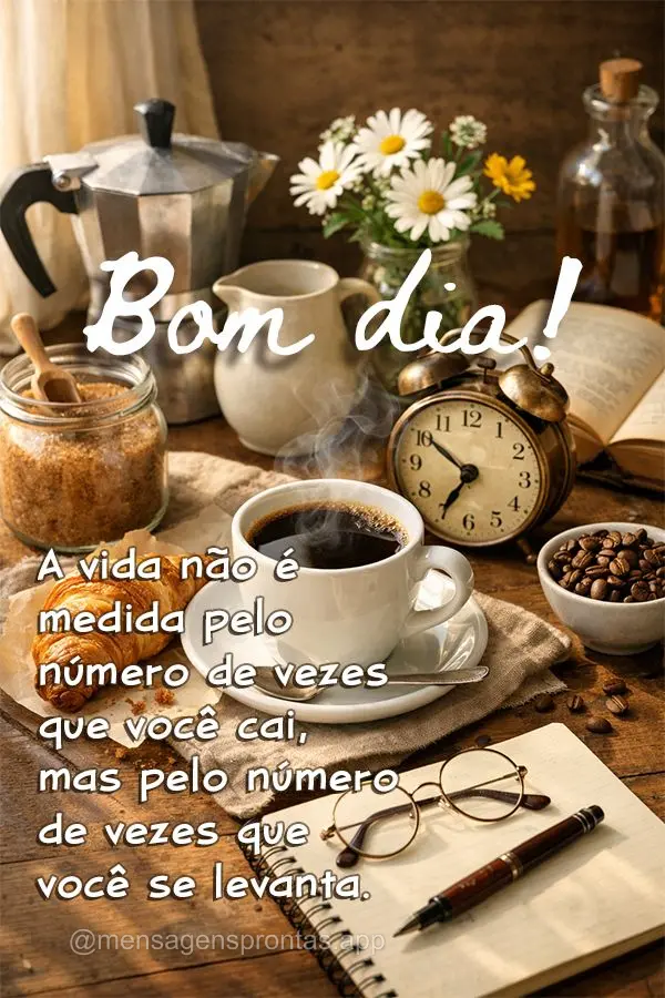 A vida não é medida pelo número de vezes que você cai, mas pelo número de vezes que você se levanta. Bom dia!