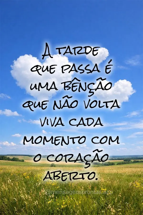 A tarde que passa é uma bênção que não volta — viva cada momento com o coração aberto.