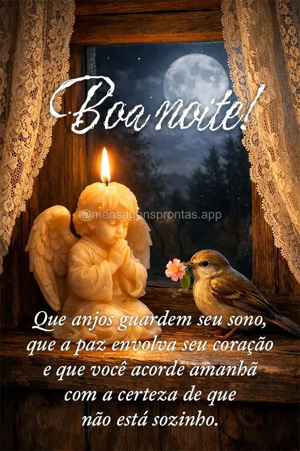 Que anjos guardem seu sono, que a paz envolva seu coração e que você acorde amanhã com a certeza de que não está sozinho. Boa noite!