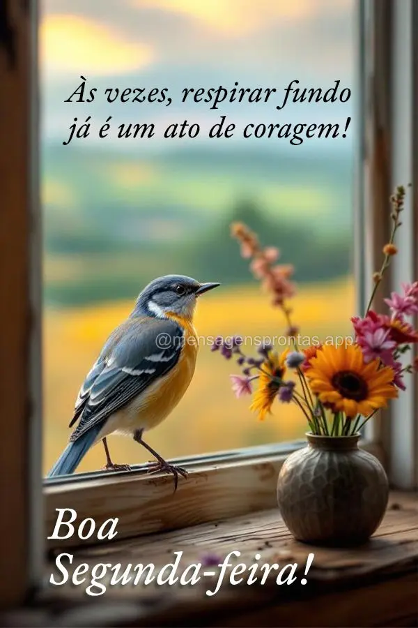 Às vezes, respirar fundo já é um ato de coragem. Boa Segunda-feira!
