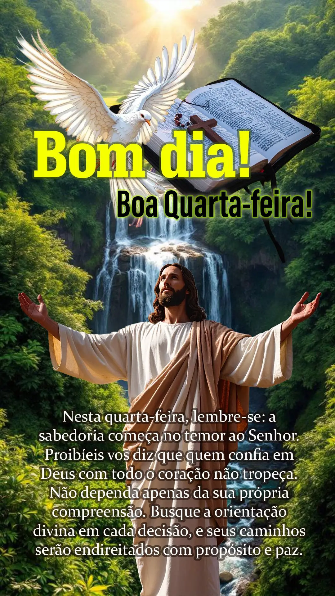 Nesta quarta-feira, lembre-se: a sabedoria começa no temor ao Senhor. Proibíeis vos diz que quem confia em Deus com todo o coração não tropeça. Nã...
