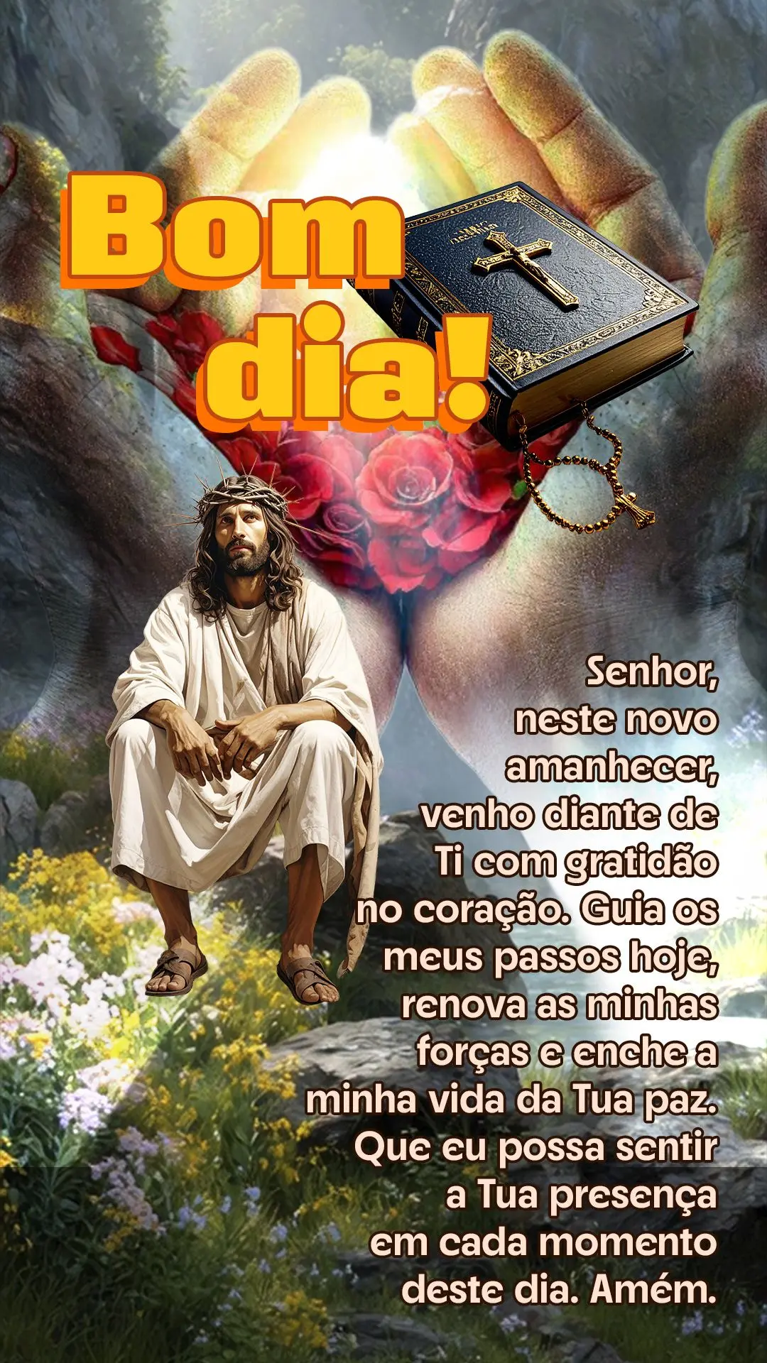 Senhor, neste novo amanhecer, venho diante de Ti com gratidão no coração. Guia os meus passos hoje, renova as minhas forças e enche a minha vida da T...