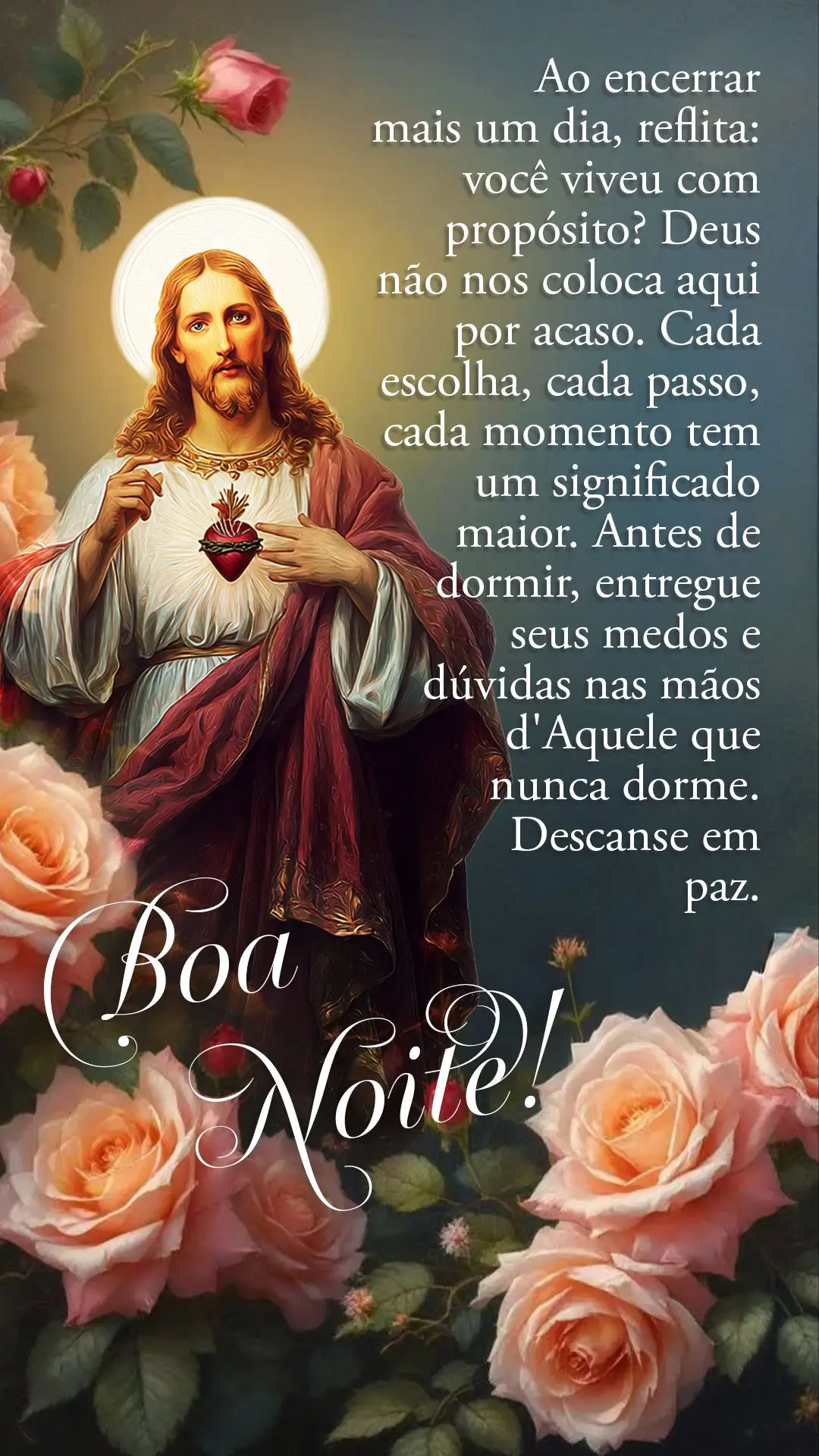 Boa noite. Ao encerrar mais um dia, reflita: você viveu com propósito? Deus não nos coloca aqui por acaso. Cada escolha, cada passo, cada momento tem ...