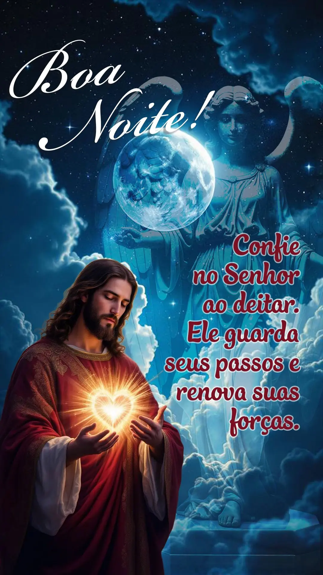 🌙 Confie no Senhor ao deitar. Ele guarda seus passos e renova suas forças. Boa noite! 🙏✨