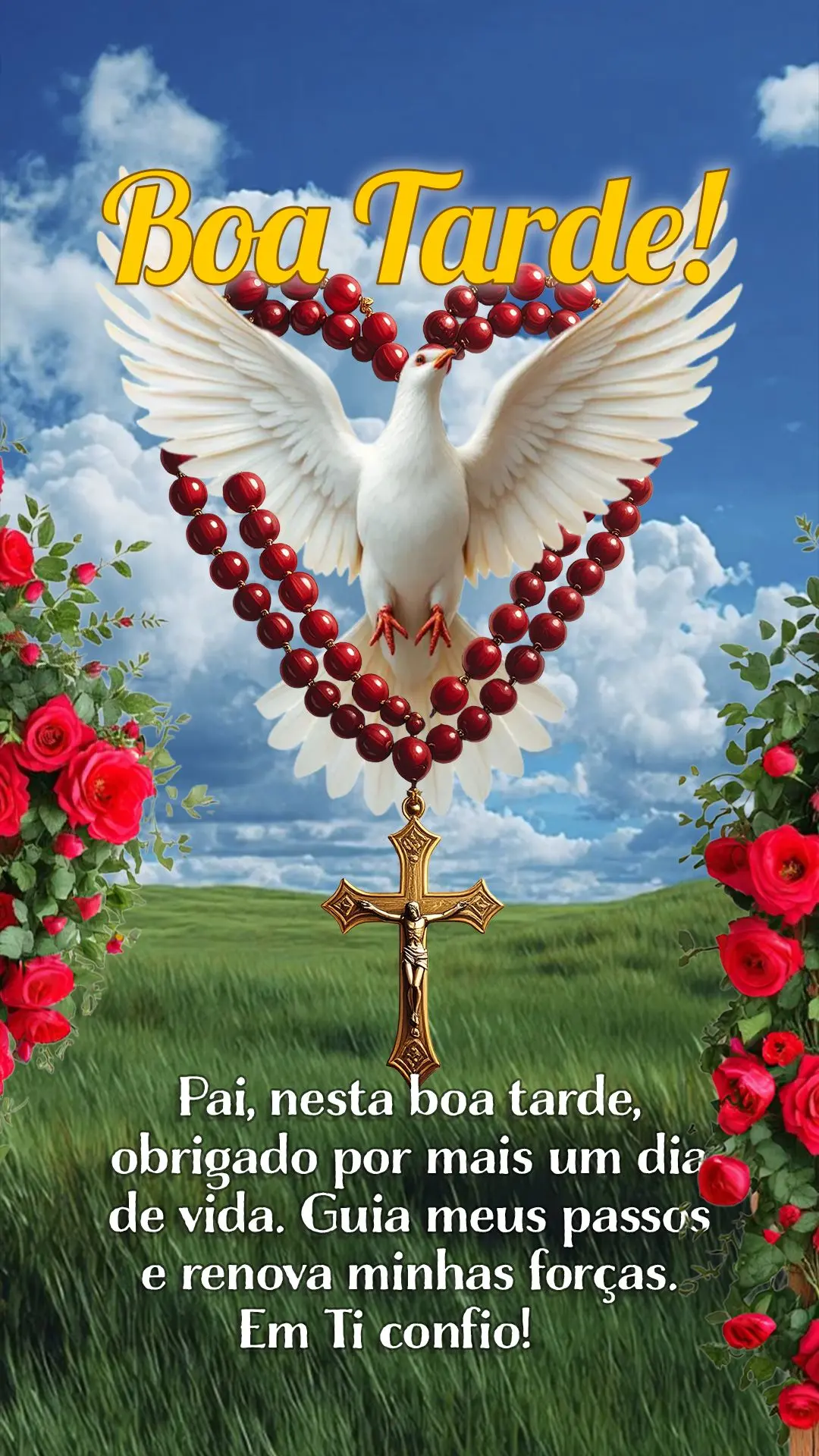 Pai, nesta boa tarde, obrigado por mais um dia de vida. Guia meus passos e renova minhas forças. Em Ti confio! 🙏☀️