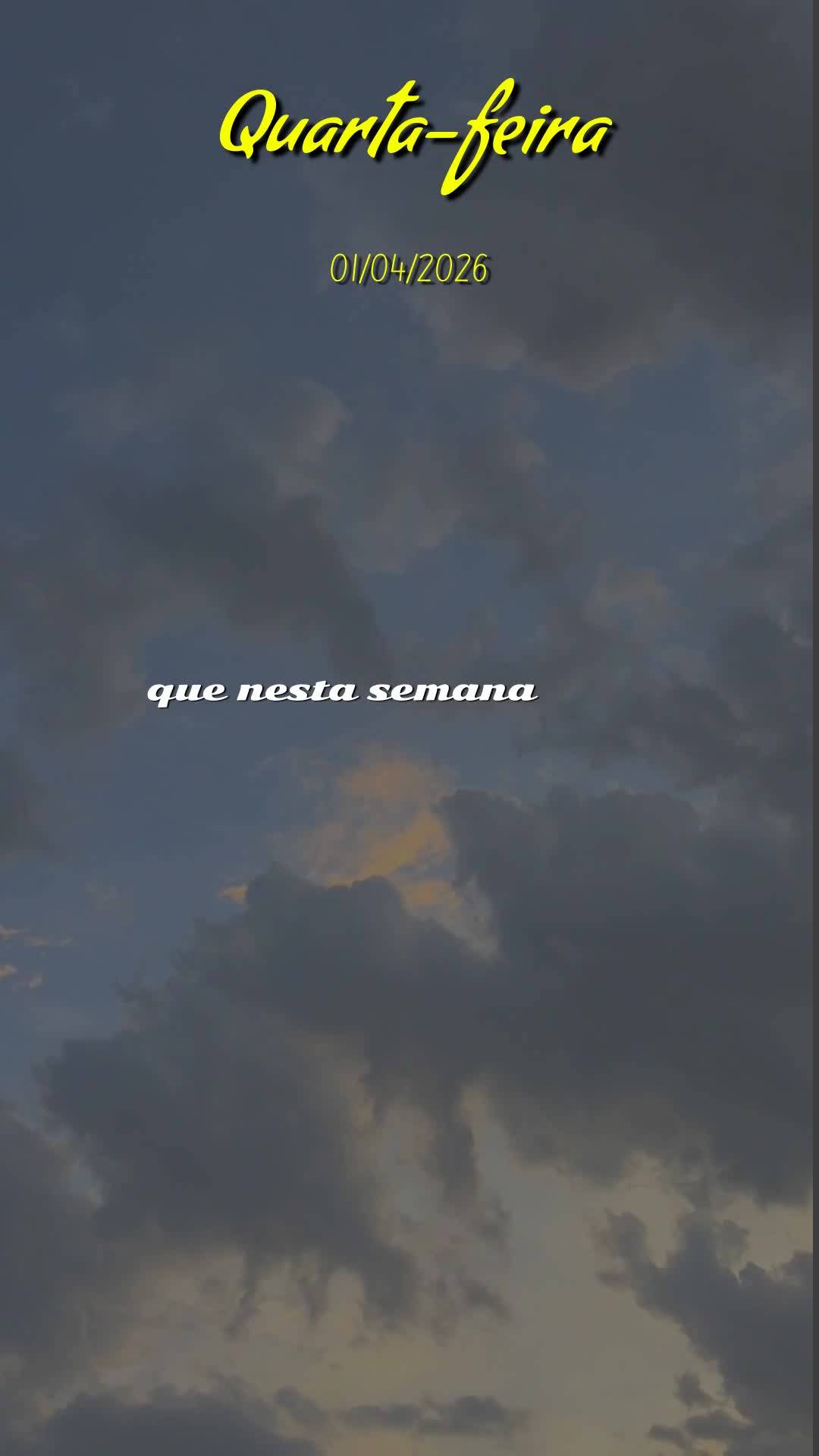 Bom dia! Que Deus te abençoe nesta Quarta-feira Santa, 1 de Abril de 2026. Estamos no coração da Semana Santa, um tempo sagrado de reflexão e fé. Qu...