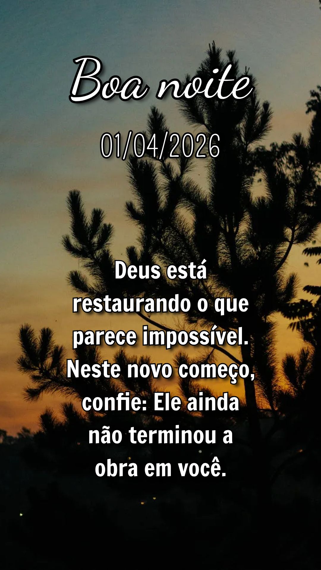Deus está restaurando o que parece impossível. Neste novo começo, confie: Ele ainda não terminou a obra em você.