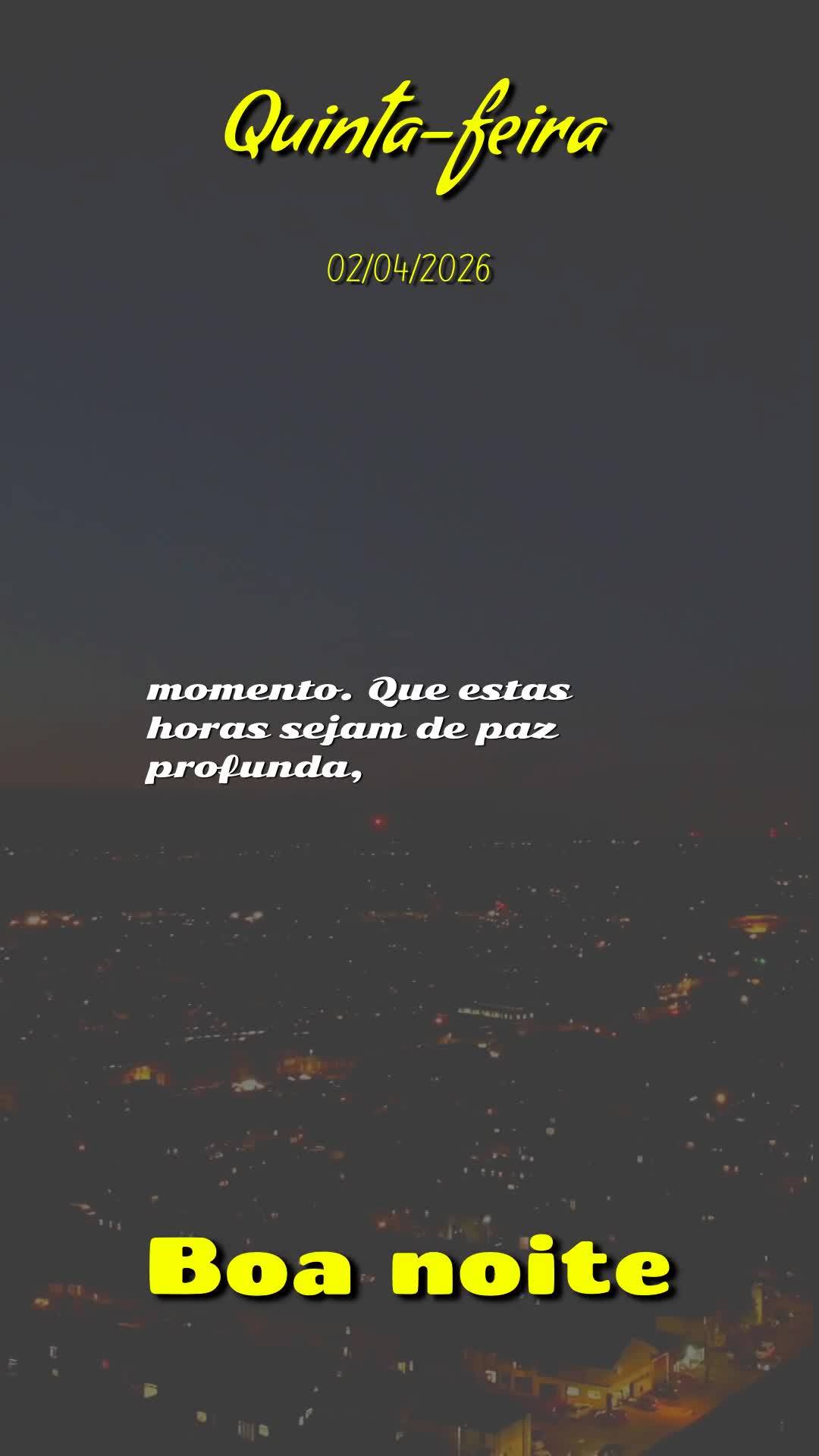 Boa noite. Hoje é Quinta-feira Santa, 2 de Abril de 2026, e enquanto o mundo se prepara para a maior passagem da história, eu paro e oro por você. Nes...