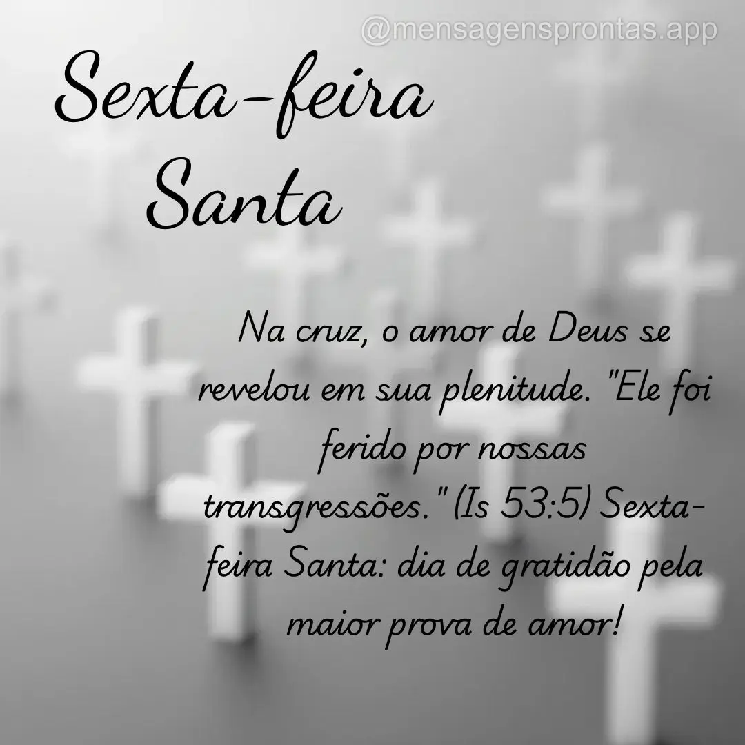 Na cruz, o amor de Deus se revelou em sua plenitude. "Ele foi ferido por nossas transgressões." (Is 53:5) Sexta-feira Santa: dia de gratidão pela maior...