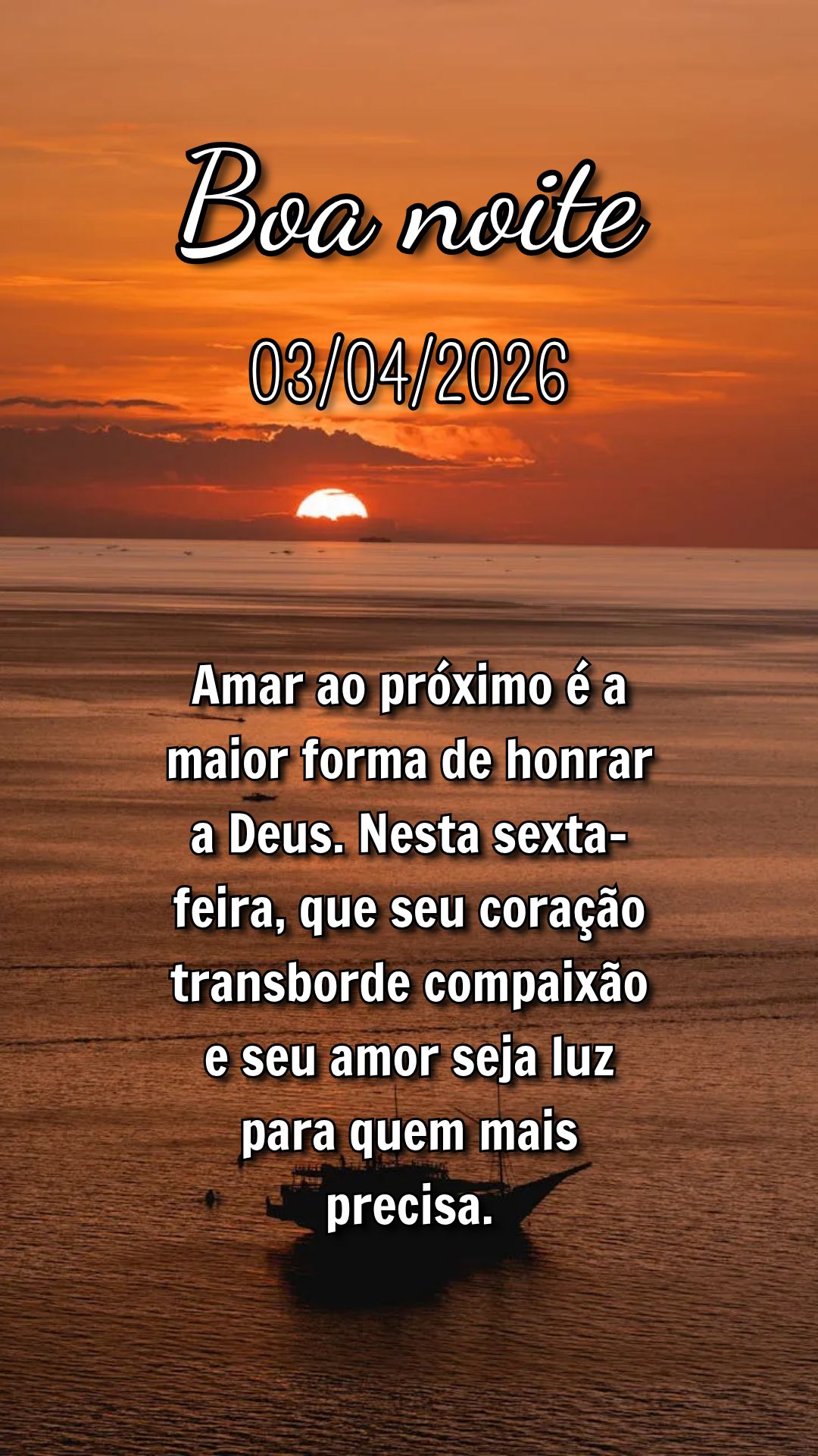 Amar ao próximo é a maior forma de honrar a Deus. Nesta sexta-feira, que seu coração transborde compaixão e seu amor seja luz para quem mais precisa...
