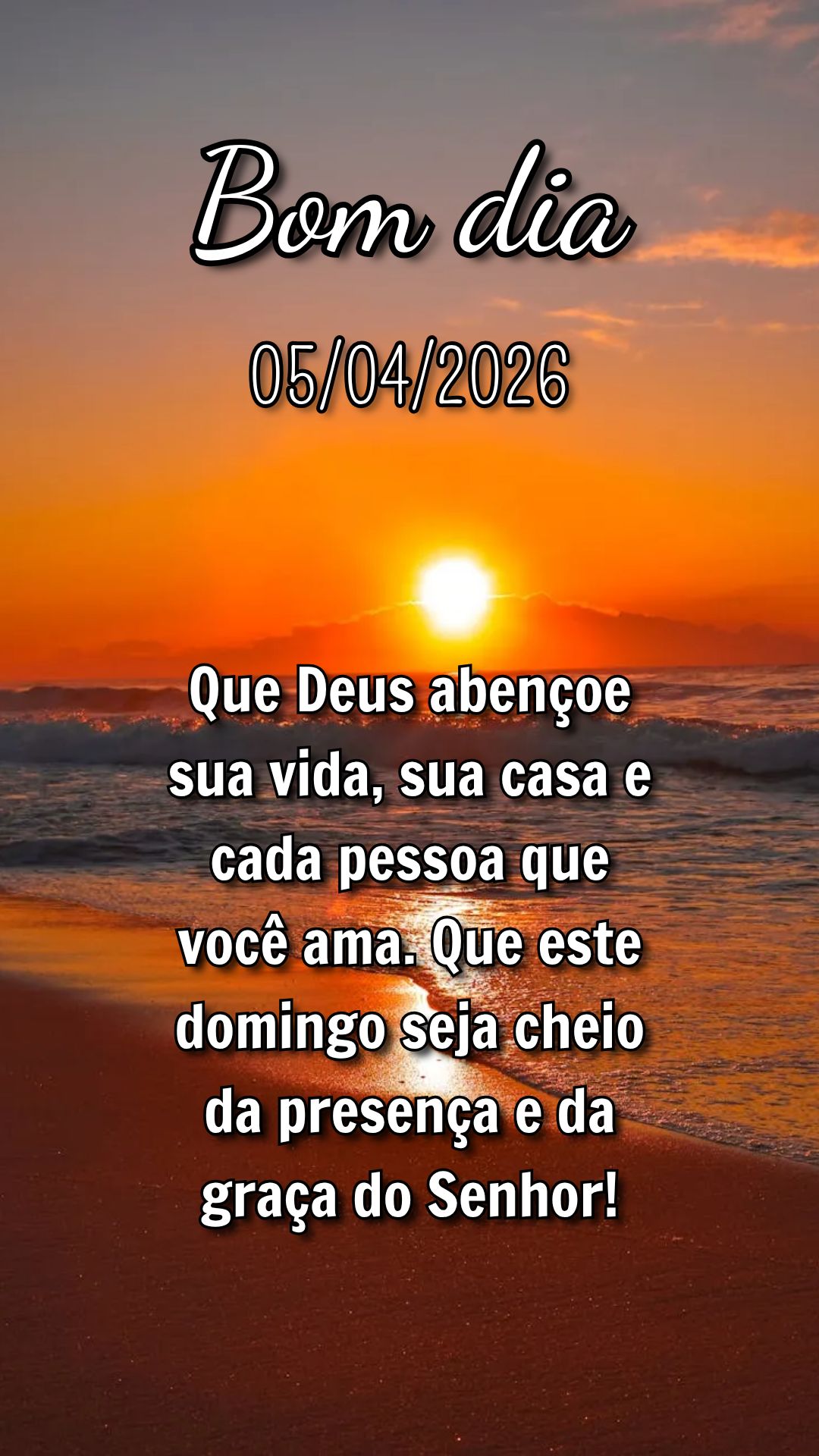 Que Deus abençoe sua vida, sua casa e cada pessoa que você ama. Que este domingo seja cheio da presença e da graça do Senhor!