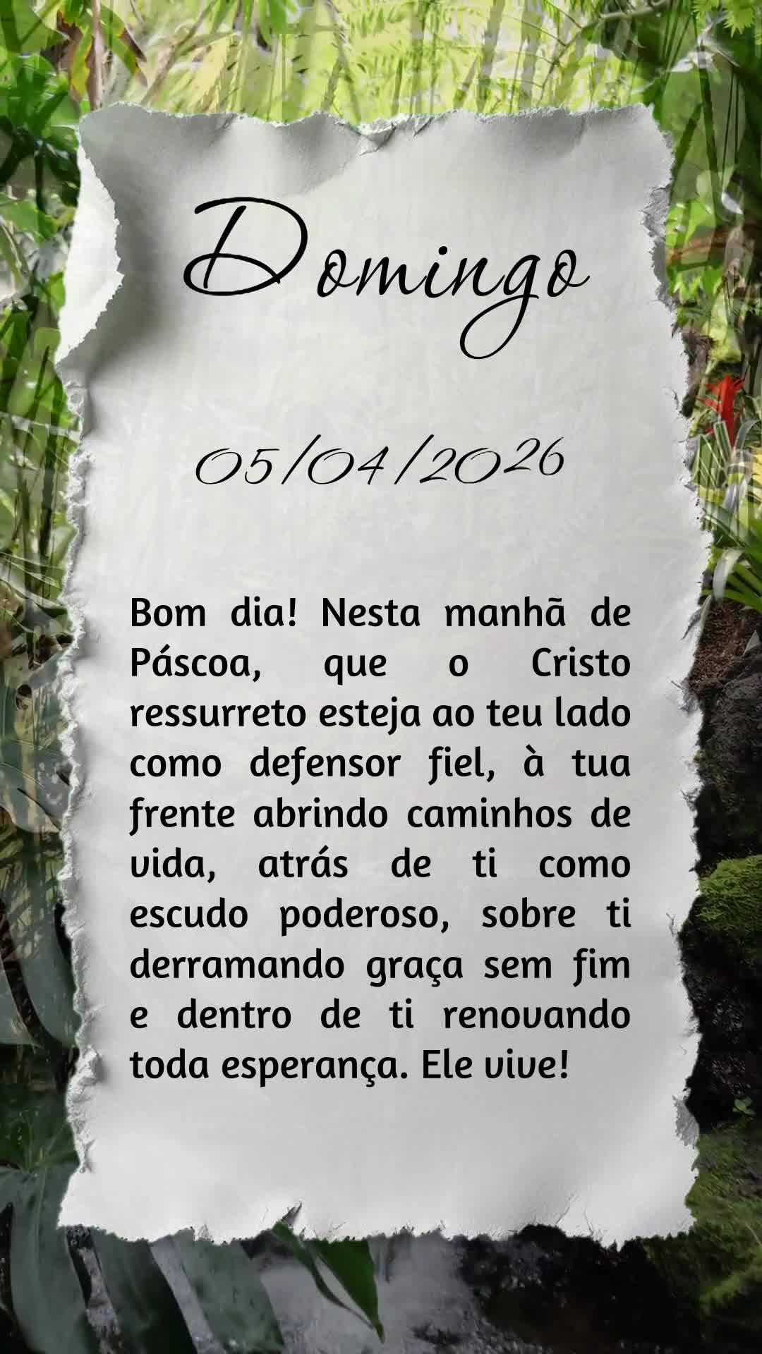 Bom dia! Nesta manhã de Páscoa, que o Cristo ressurreto esteja ao teu lado como defensor fiel, à tua frente abrindo caminhos de vida, atrás de ti com...