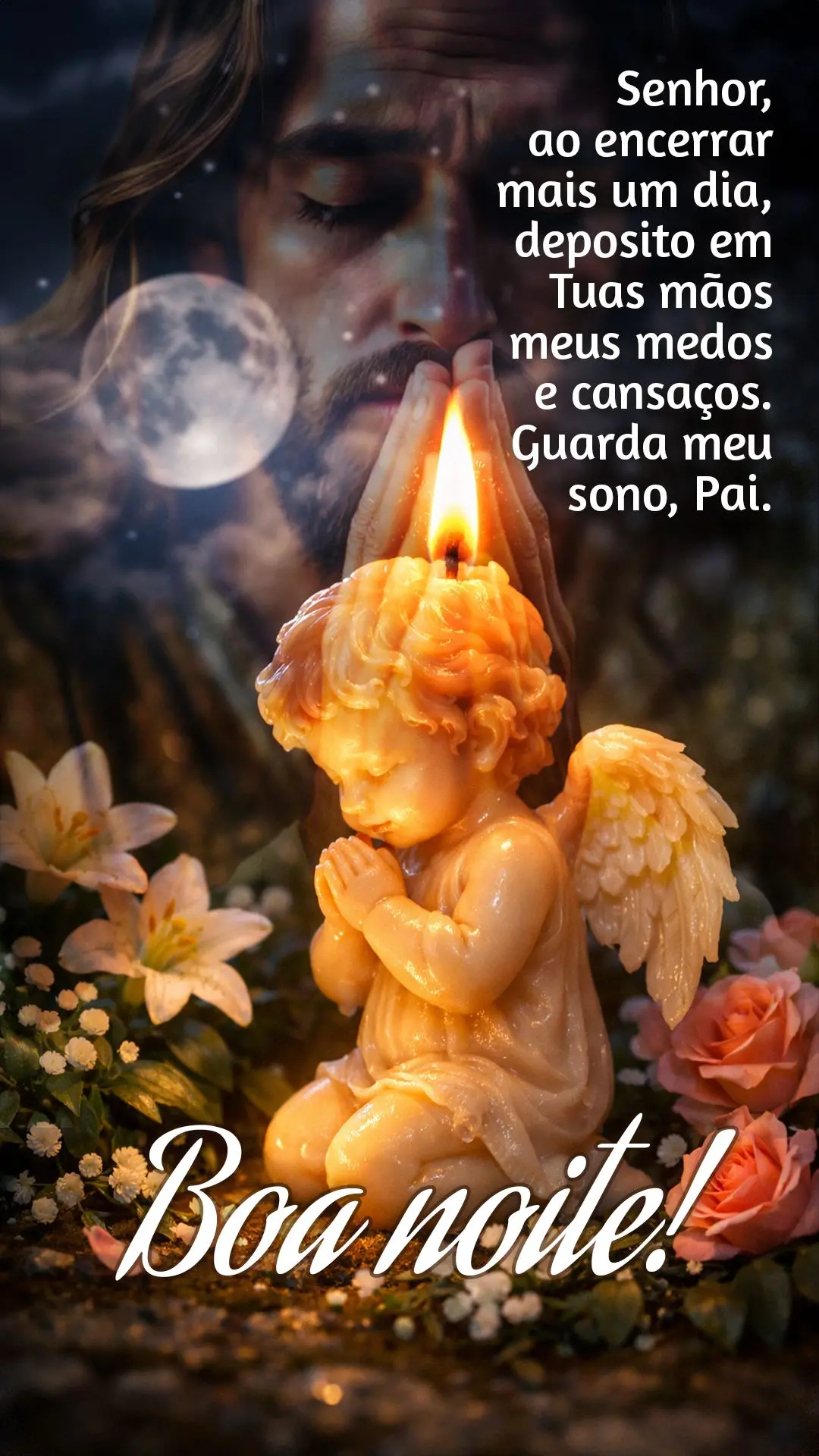 Senhor, ao encerrar mais um dia, deposito em Tuas mãos meus medos e cansaços. Guarda meu sono, Pai. Boa noite! 🌙🙏