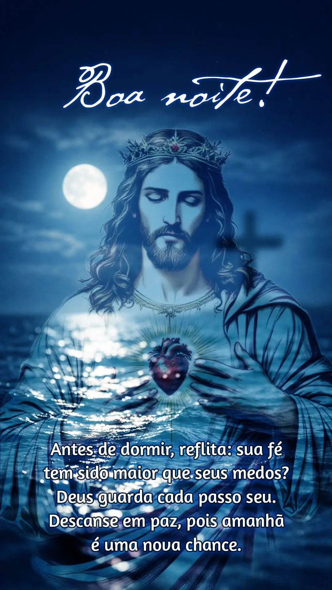 Antes de dormir, reflita: sua fé tem sido maior que seus medos? Deus guarda cada passo seu. Descanse em paz, pois amanhã é uma nova chance. Boa noite!...