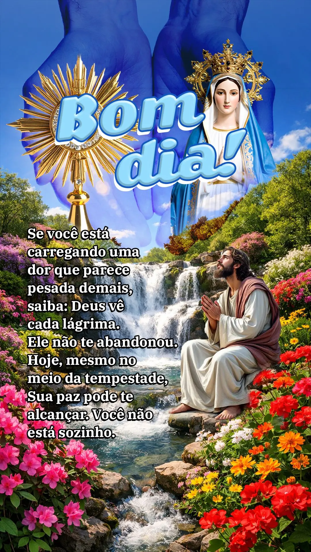 🌅 Bom dia! Se você está carregando uma dor que parece pesada demais, saiba: Deus vê cada lágrima. Ele não te abandonou. Hoje, mesmo no meio da te...