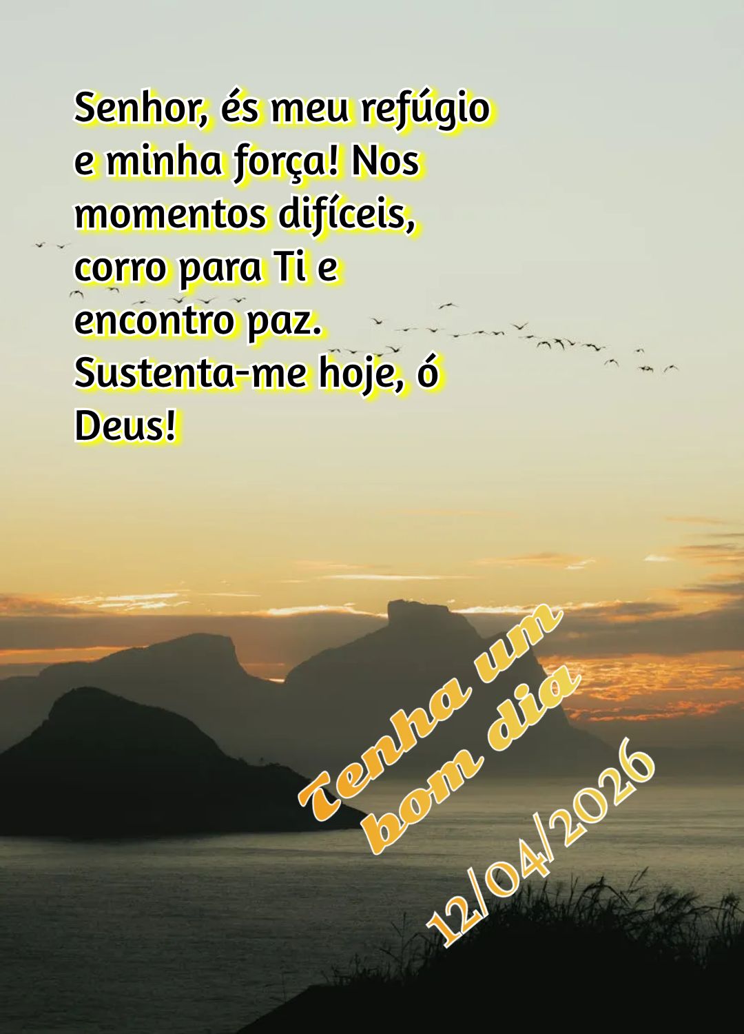 Senhor, és meu refúgio e minha força! Nos momentos difíceis, corro para Ti e encontro paz. Sustenta-me hoje, ó Deus! Tenha um bom dia